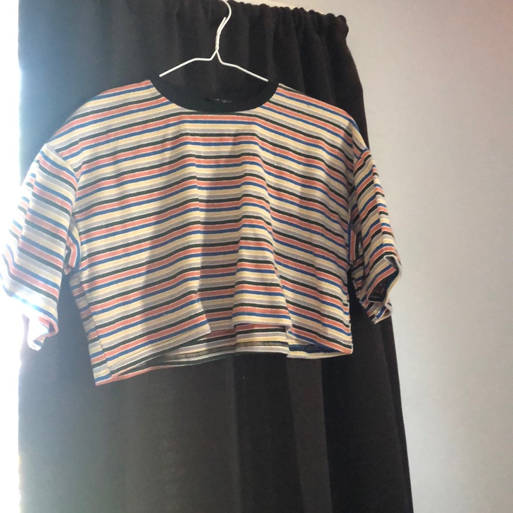 striped thick crop top, never worn